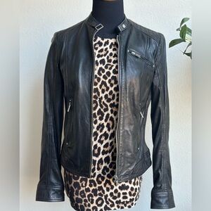 Genuine Leather Moto Jacket, XS, La Marque Collection